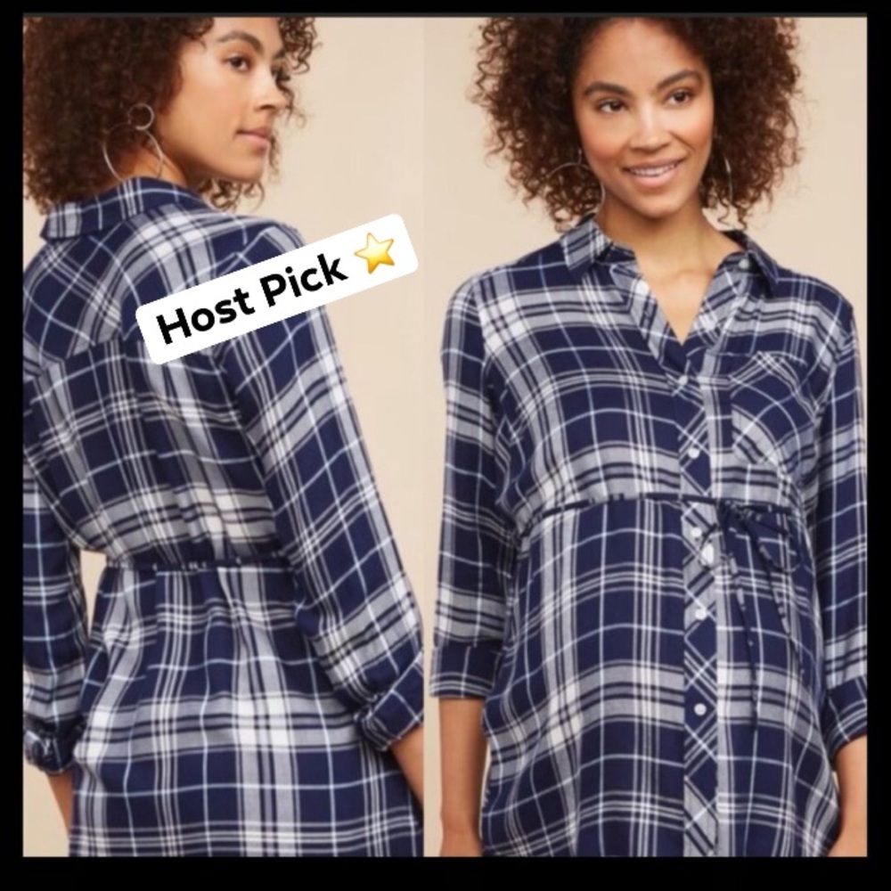 ⭐️HP⭐️NWOT Motherhood Maternally Plaid Tunic